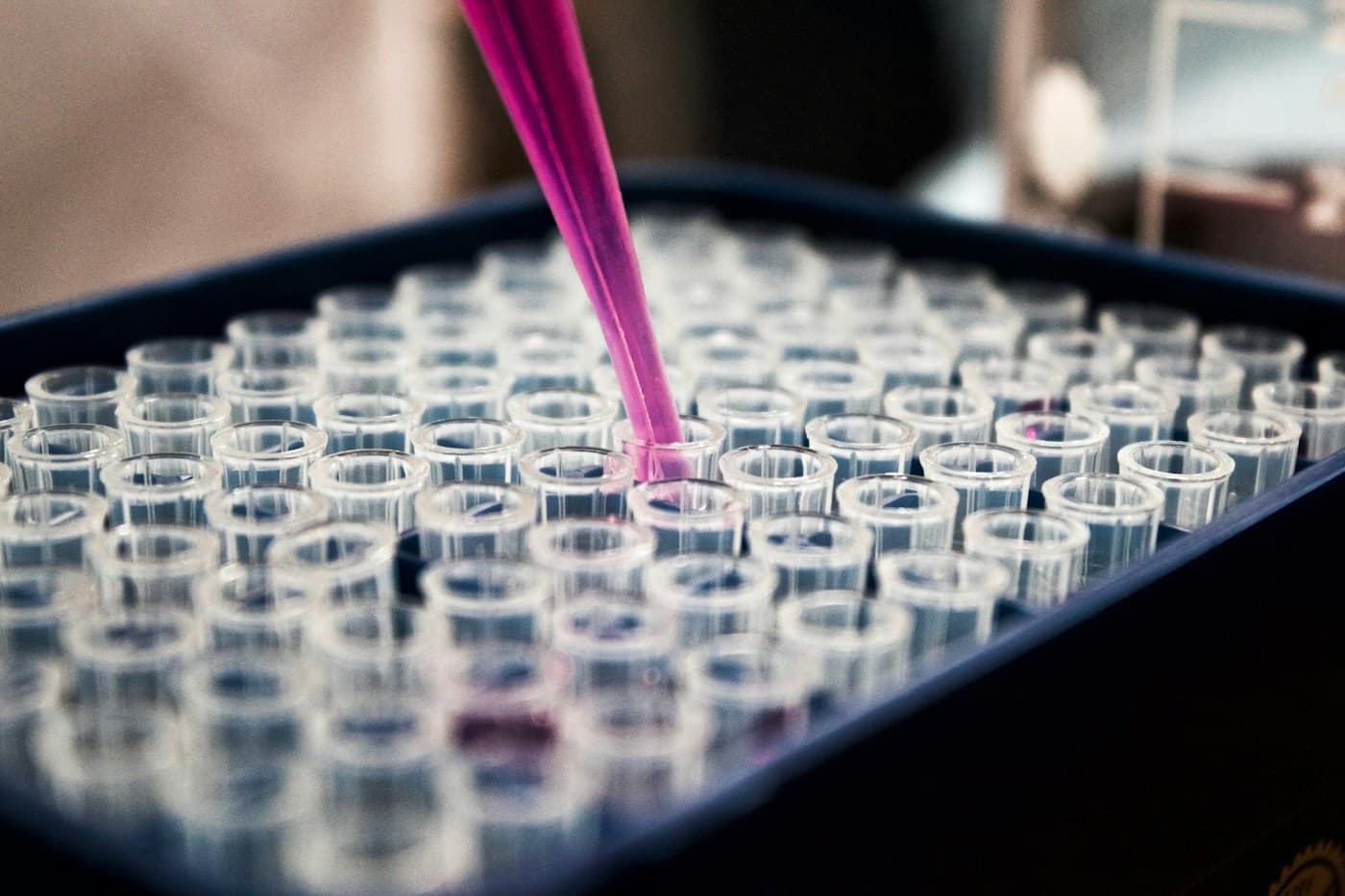 Independent surveyor conducting laboratory chemical analysis of commodity samples